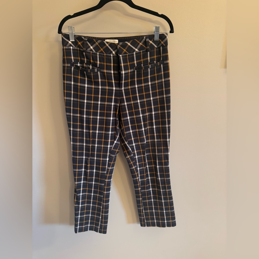 Anthropologie Black Essential Plaid Trousers